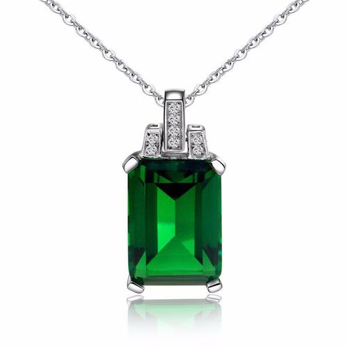 Collier En Tourmaline Avec Pendentif En Émeraude En Or 18 Carats Plaqué Argent 925 Lvn4094