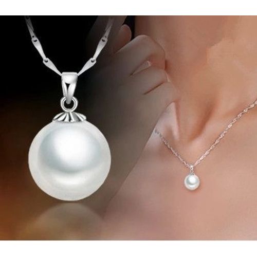 Perle Coquillage Perle Cuivre Plaqué Argent Collier Pendentif Clavicule Femmes Court Bijoux En Argent Lvn4092