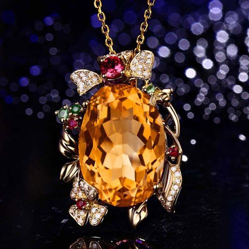 Simulation Morganite Couleur Trésor Pendentif Topaze Violet Champagne Diamant Collier Femmes Lvn4113