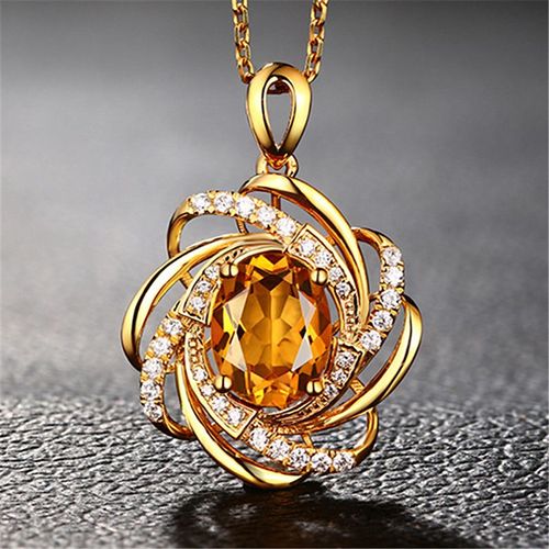Pendentif Citrine 2 Carats Pendentif Voiture Tournante Créative Collier De Pierres Précieuses Colorées Incrustées 18 Carats Lvn4134