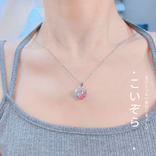 Collier D'amour Fondant Rose Zircon Lava Design Pendentif Coeur Girly Collier Rose De Barbie Lvn4129