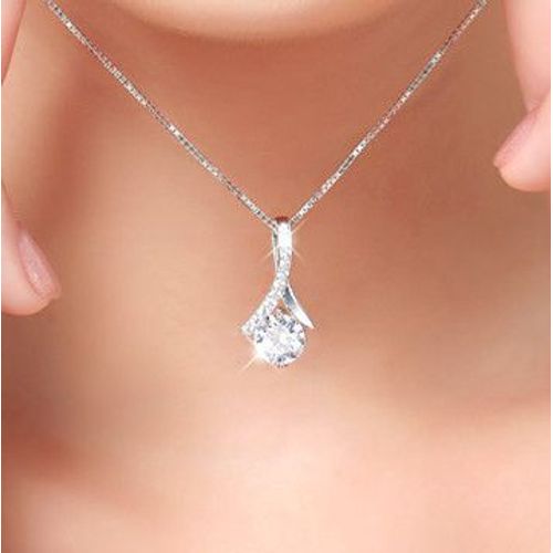 Collier Pendentif Chaîne Clavicule Micro Palette Zircon Plaqué Argent Femme Lvn4156