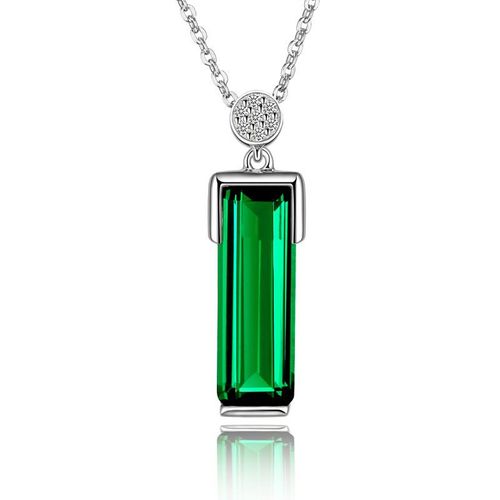Pendentif Émeraude Couleur Pierre Plaqué Argent 925 Couleur Trésor Tourmaline Bijoux Collier Plaqué Or Blanc 18k Pendentif Femmes Lvn4149