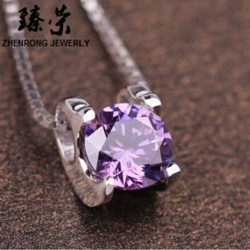 Collier Femme Zircon Incrusté Tête Pendentif Améthyste Clavicule Courte Lvn4150