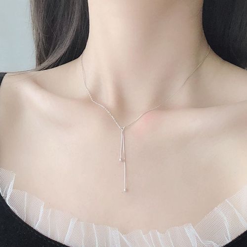 Gland Couture Plaqué S925 Collier En Argent Serpent Os Chaîne Boule Courte En Argent Sterling Clavicule Chaîne Femmes Lvn4199