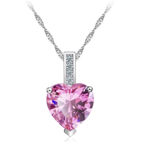 Collier De Pierres Précieuses En Forme De Coeur De Diamant Rose Pendentif Femme Lvn4213