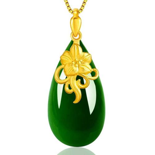 Méthode Ancienne Collier Calcédoine Incrusté Imitation Plaqué Or Pour Femme Pendentif Jaspe Hetian Collier Poire Goutte D'eau Jade Blanc Hetian Lvn4238