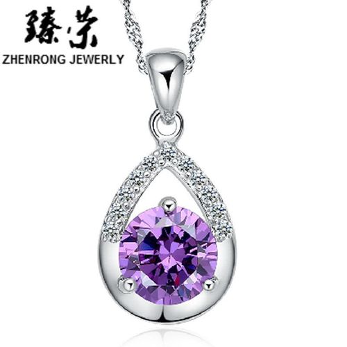 Foi Cuivre Plaqué Argent Collier Femme Pendentif En Cristal Chaîne Clavicule Courte Lvn4234