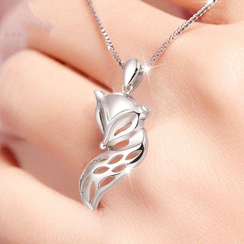 Pendentif Renard Plaqué Argent Sterling S925 Collier Femme Strand Empty Silver Edition Lvn4252