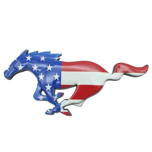 Pour Ford Mustang 2.3t : Insigne De Calandre Centrale Drapeau Américain Insigne De Capot Face Avant Modifié Insigne De Queue Arrière (Drapeau À Rayures Horizontales Couleur Modèle 20.5cm*8cm)