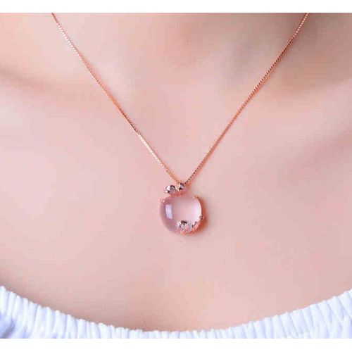 Rose Gold Hibiscus Stone Rose Crystal Apple Collier Pendentif Femme Chandail Chaîne Pendentif Clavicule Rose Crystal Lvn4279