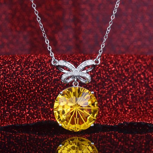 Imitation Naturel Feux D'artifice Coupe Arc Jaune Diamant Collier Super Étincelant 15 Carat Seiko Coloré Trésor Pendentif Lvn4254