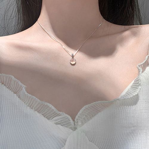 Collier Pendentif Rond Shui Moyu Plaqué Argent 925 Collier Chaîne Clavicule Femme Femme Lvn4303
