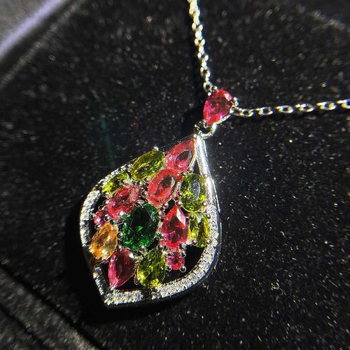 Pendentif Tourmaline Colorée Pour Femme Lvn4301