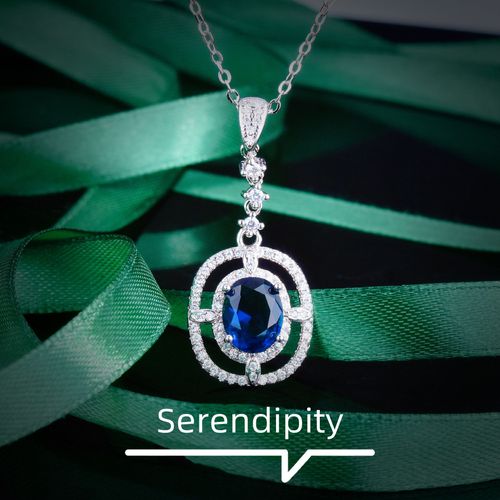 Héritage Du Temps Zhen Pendentif Trésor Coloré De Luxe Micro-Incrusté De Diamant Simulation De Zircon Bleu Collier Saphir Bleu Royal Femme Lvn4291