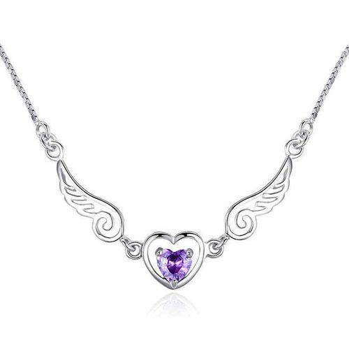 Collier En Argent Dream Angel Love Wings Love Peach Heart Necklace Femmes Lvn4351