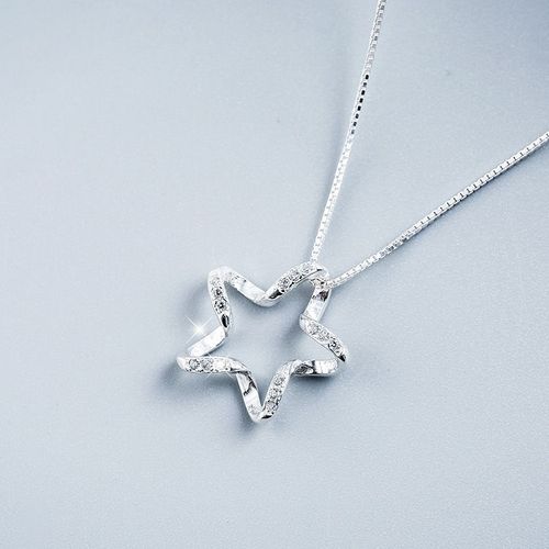 Collier Étoile Zircon Pentagramme Chaîne Clavicule Femme Argent National Lvn4346