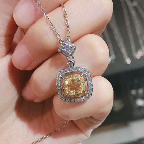 Collier Citrine Naturelle Haute Clarté Lucky Citrine Pendentif Chaîne Clavicule Courte Lvn4367