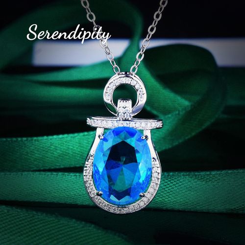 Conception De Bouteille Créative Pendentif Aigue-Marine Diamant Bleu Vif Imitation Couleur Topaze Bleu Suisse Collier De Sabot Bmw Lvn4394