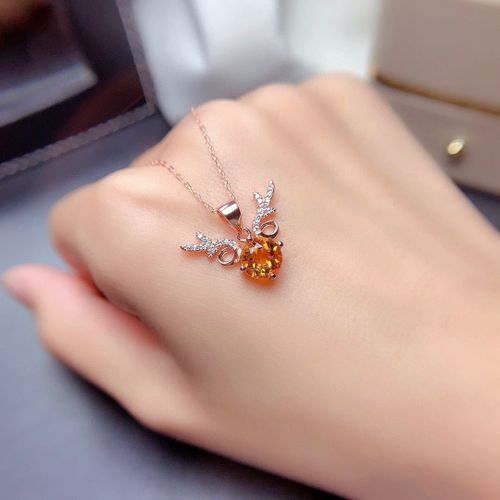 Tout Le Chemin Avec Vous Imitation Citrine Naturelle Pendentif Champagne Morganite Andouiller Collier Femmes Lvn4422