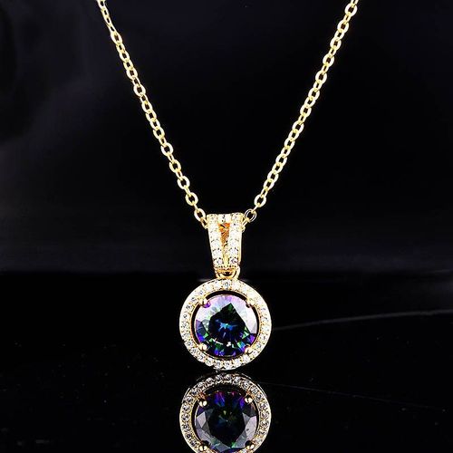 Kuaishou Incrusté Huit Coeurs Et Huit Flèches Pendentif Diamant Laser Coloré 2 Carats Collier De Diamants Femmes Lvn4432