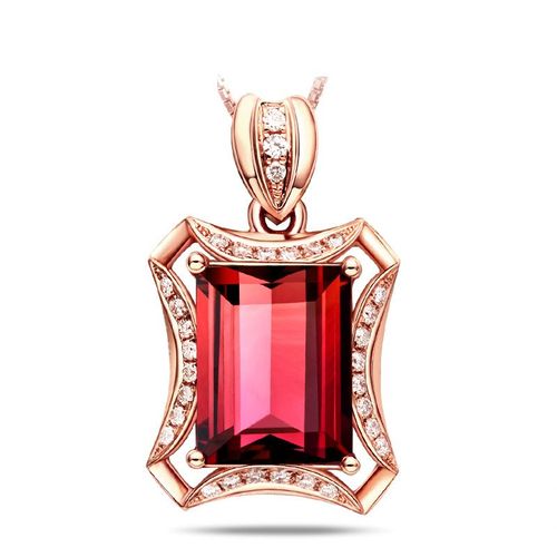 Bijoux Pendentif En Rubellite De Sang De Pigeon Synthétique De 5 Carats Plaqué Or Rose 18 Carats Avec Pendentif En Pierres Précieuses De Couleur Imitation Zircon Lvn4443