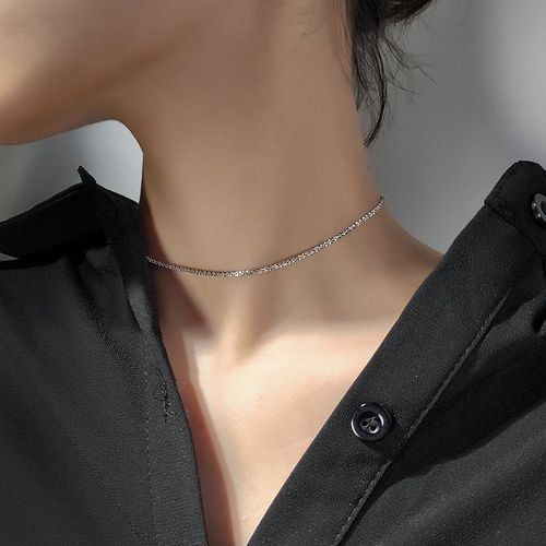 Collier Plaqué Argent Plaqué Argent Femme Japonaise Ins Petit Collier Étoilé Frais Chaîne Unique Collier Chaîne Nue Courte Lvn4439