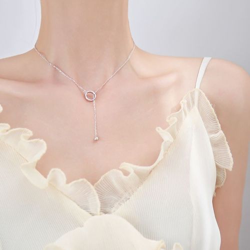 Collier Bague Géométrique Femme Ins Clavicule Chaîne Femme Court Collier Argent Femme Pendentif Plaqué Argent Lvn4434