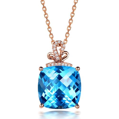 Collier Pendentif Topaze Synthétique Plaqué Or Rose 18kt Avec Pierres Colorées Femme Lvn4485