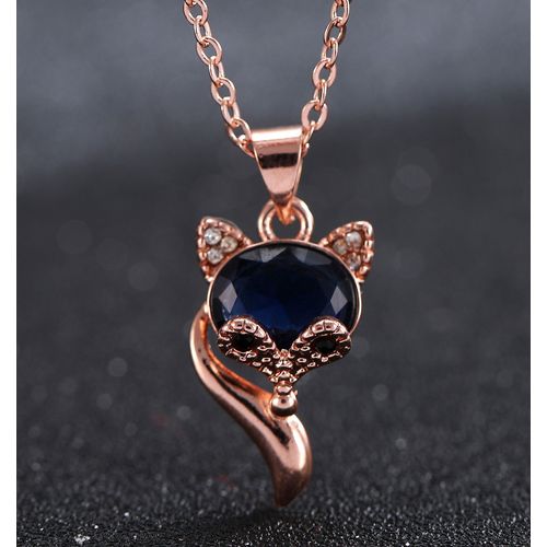 Mignon Cristal Renard Pendentif Clavicule Chaîne Printemps Court Collier Femme Argent Lvn4467