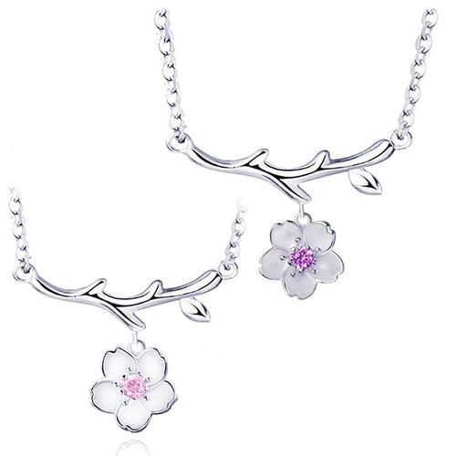 Collier De Fleurs De Cerisier Diamant Rose Diamant Violet Chaîne De Clavicule Douce Fleur Branche Collier De Diamants Femmes Lvn4497