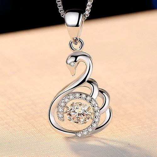 Collier Cygne Intelligent Plaqué Or Rose 18 Carats Pendentif Clavicule Journée De La Femme Lvn4494