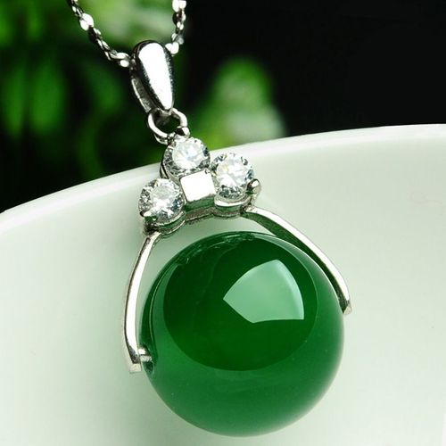 Agate Rouge Année De Naissance Perles De Course Pendentif Agate Émeraude Collier Calcédoine Pendentif Femme Argent Lvn4490