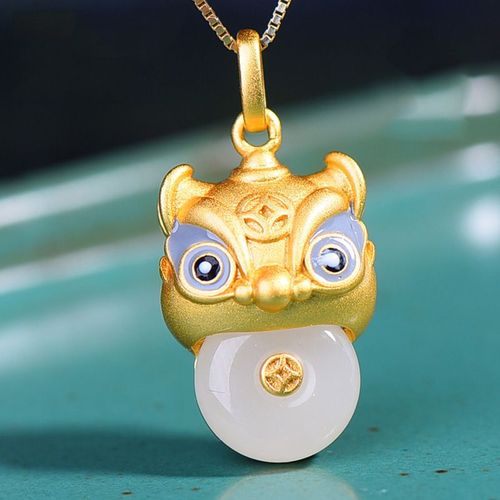 Imitation Hetian Jade Tigre Pendentif Femme Plaqué Argent S925 Incrusté D'argent Jade Blanc Boucle De Sécurité Année Bête Pixiu Jade Pendentif Chaîne De Clavicule Lvn4510