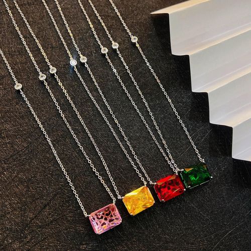 Diamant Rose Collier De Diamants Jaunes Femme Colorée Simulation Couleur Trésor Pendentif Clavicule Chaîne Pendentif Lvn4559