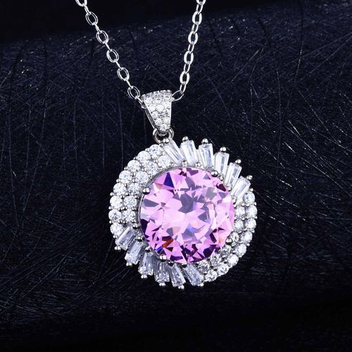 Bien-Être Grand Carat Imitation Argyle Pendentif En Diamant Rose Pt950 Collier Micro-Serti De Diamants À Haute Teneur En Carbone Lvn4584