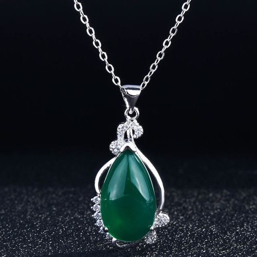 Collier Femme Argent Chrysoprase Noeud Pendentif Argent Lvn4594