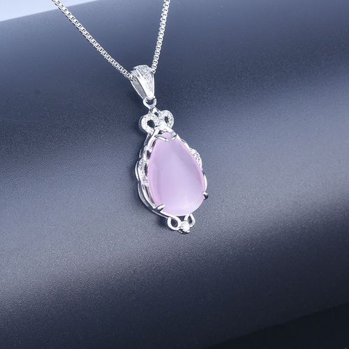 Collier Plaqué Argent Femme Fée Intelligente Couleur Synthétique Cristal Hibiscus Pierre Pendentif Or Rose Clavicule Chaîne Lvn4634