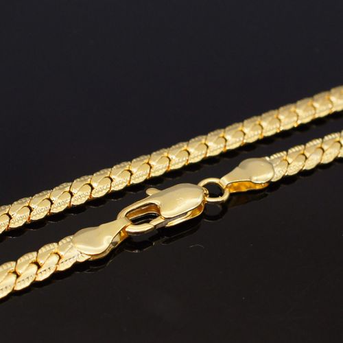 Collier En Or 18k Plein Côté 5mm Plaqué Or Lvn4689