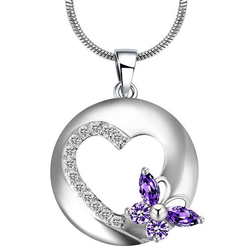 Joom Arc Pendentif Coeur Incrusté D'améthyste Collier Lvn4664