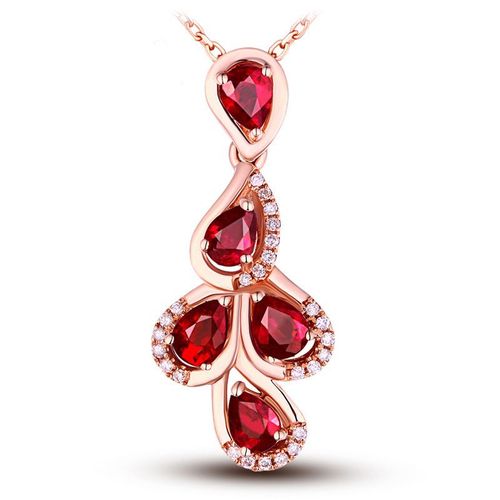 Collier En Argent Femme Pendentif En Argent Pendentif Goutte D'eau Rubis Pendentif Goutte D'eau Or Rose 18k Argent Lvn4733