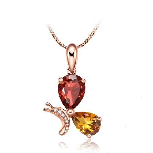 Collier En Argent Femme Pendentif En Argent Japonais Pendentif Goutte D'eau Pendentif En Pierres Précieuses Bicolores Or Rose 18k Argent Lvn4727