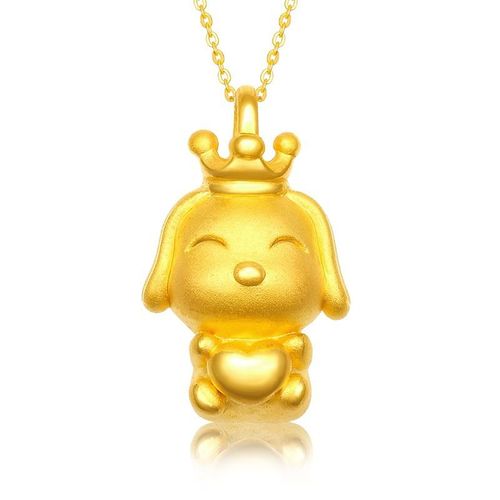 Couronne Zodiac Dog Plaqué Or Pendentif Cute Pet Happy Dog Collier Femme 3d Imitation Or Lvn4718