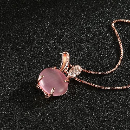 Collier Cargo Plaqué Or Rose Pierre Hibiscus Synthétique Poudre Cristal Lapin Pendentif Femme Chaîne Clavicule Lvn4716