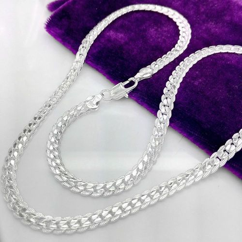 Collier Plaqué Argent Exquis De 5 Mm Sur Le Côté Lvn4740