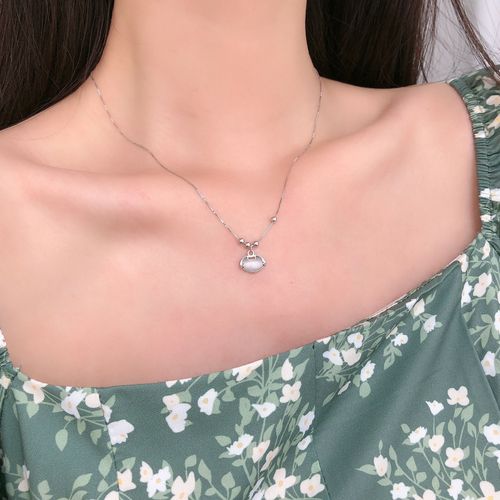Plaqué Argent 925 De Bon Augure Collier De Verrouillage Ruyi Femme Ins Sens Longue Durée De Vie Clavicule Chaîne Marée Lvn4763