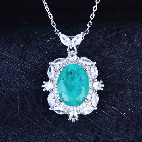 Pendentif Paraiba Exagéré Grand Diamant Collier De Diamants À Haute Teneur En Carbone Femmes Lvn4802