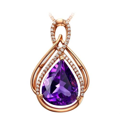 Caibao 5 Carats Pendentif Améthyste Synthétique Pendentif Améthyste Plaqué Or 18 Carats Collier Pendentif En Pierres Précieuses Colorées Pour Femme Lvn4877