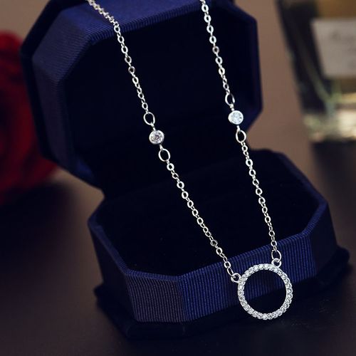 Légende Du Cercle Bleu Mer Collier Femme Clavicule Chaîne Argent Plaqué Argent Sterling Pays Pendentif Lvn4928