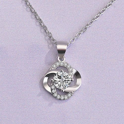 Pendentif Femme Clavicule Chaîne Plaqué Argent S925 Trèfle À Quatre Feuilles Collier Femme Lvn4929